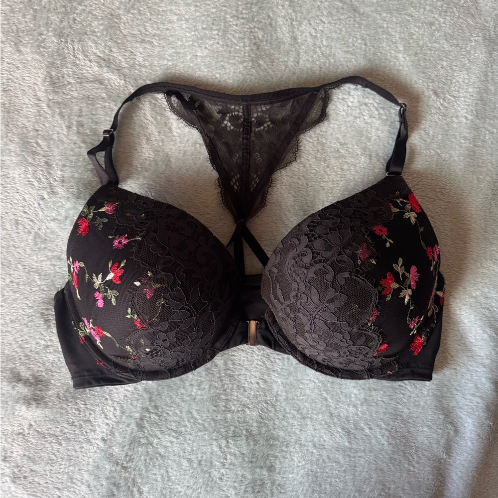Cacique embroidered floral racer back bra